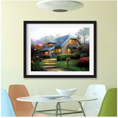 5D diamant schilderij volledige ronde landschap droomhuis 5d diamant schilderij diamant borduurwerk strass 20X30CM gray