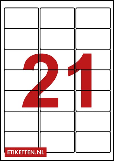 Master Etiketten - Etiketten op A4 Vel - 63 x 38 mm - 21 stickers per vel - 200 vel