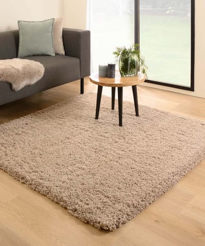Vierkant hoogpolig vloerkleed - Cozy Shaggy beige 200x200