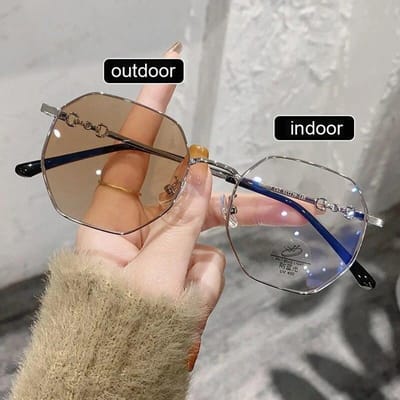 Vrouwen Intelligente Fotochromatische Minus Dioptrie Bril Buiten Kleurveranderende Zonnebril Trendy Myopie Brillen Op Sterkte 0(anti-blue)