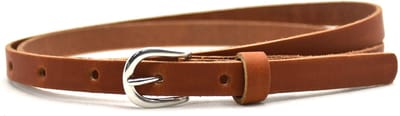 Take-it 1,5 cm smalle riem cognac - dames riem 100% leder - Maat 85 - Totale lengte 100 cm