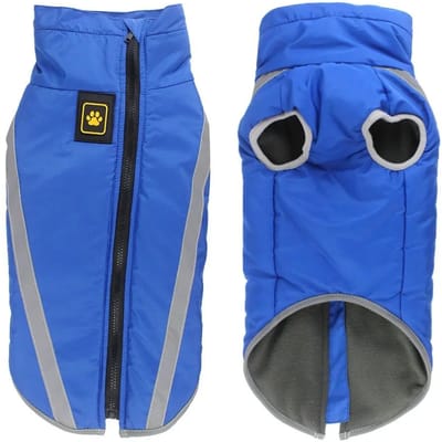 Gevoerde Winter Warme Hondenkleding Waterdicht Huisdier Vest Ritsjas voor Kleine Middelgrote Grote Honden Reflecterende Dikke Hond Warme Kleding XL blue