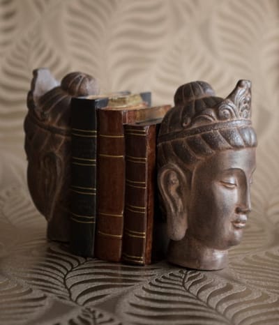 Set van 2 boeksteunen - hoofd Boeddha / boekenhouder buddha / boekensteun