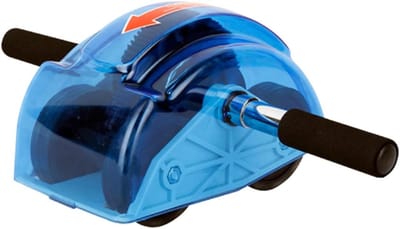 Ab Roller Wiel - Buikspiertrainer Fitnesswiel - Buikspieren Trainen - Vierwiel Ontwerp - 45 x 45 x 45 cm - Blauw