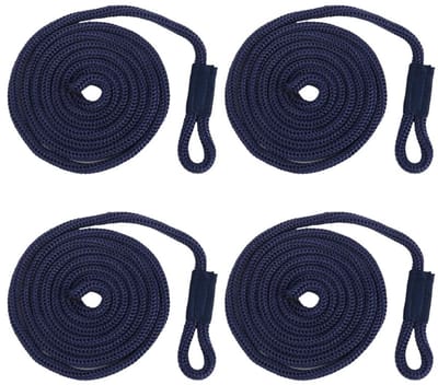 Dailygoods- Spatbord Touw 1/4" X 5ft - 4 Stuks - Polyester Gevlochten - Sterk en Flexibel - Eenvoudig te Gebruiken - Bestand tegen Slijtage - Bootlijn