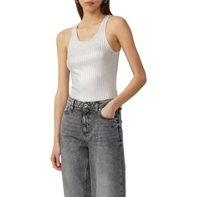 s.Oliver Qs T-shirts Silver Maat: L | Mouwloze Tops Outlet | Dames | Zilver