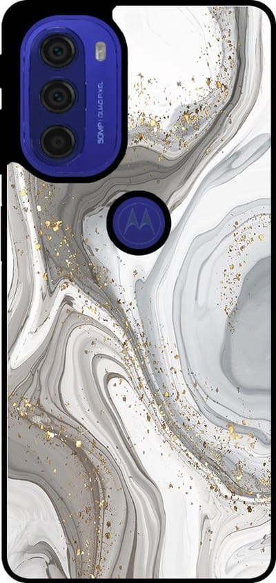 Smartphonica Telefoonhoesje Geschikt voor Motorola Moto G51 met marmer opdruk - TPU backcover case marble design - Zilver geschikt voor Motorola Moto G51