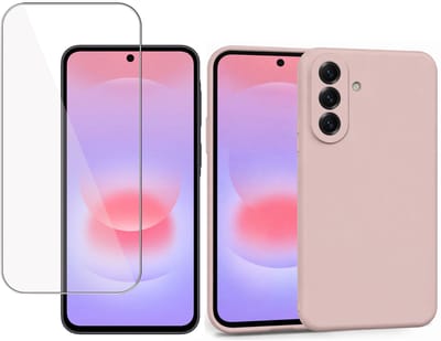 ChiGuard Hoesje & Screenprotector geschikt voor Samsung Galaxy A37 – Gehard Glas Cover - Case - Roze