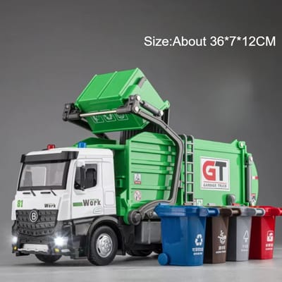 1:24 Schaal Watergevende Cement Stortwagens Model Vuilniswagen Speelgoedauto Geluid Licht Deuren Geopend Bouwvoertuigen Kinder Cadeaus