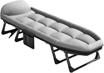 Opvouwbaar campingbed - Kampeerbed matras - Comfortabel relaxen - 6 verstelbare posities - 180x60cm - Grijs