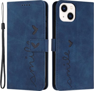 Coverup Hoesje - Geschikt voor iPhone 15 Hoesje - Coverup Smile Book Case - Blauw
