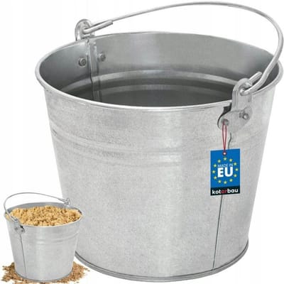 KOTARBAU® Robuuste Zinkemmer, Tuinemmer, Verzinkt Staal, 5 L, Zilver, Cementemmer, Mortel Emmer, Bouwemmer, met Handvat