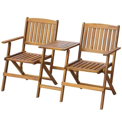 vidaXL - Tuinbank - met - theetafel - inklapbaar - 140 - cm - massief - acaciahout