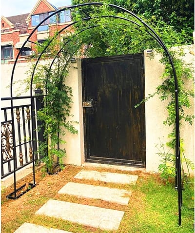 Metalen Tuinprieelboog - Rozenboog Decoratie - Klimplanten Ondersteunen - Weerbestendig Metaal - 240 x 220 cm - Zwart