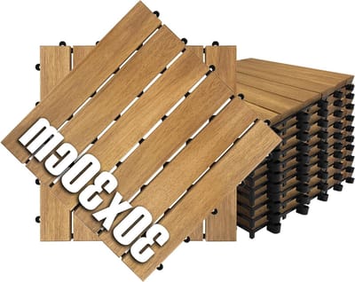 Houten Tegels - Balkonvloer Tuintegels - Terras Aanleggen - Installeerbaar Kliksysteem - 30 x 30 cm - Bruin