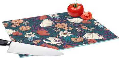 Glazen Snijplank - 39x28 - Botanisch - Vintage - Bloemen - Snijplanken Glas