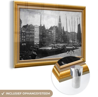 MuchoWow® Glasschilderij 60x40 cm - Schilderij acrylglas - Kunstwerk - Oude meesters - Lijst - Goud - Foto op glas - Schilderijen
