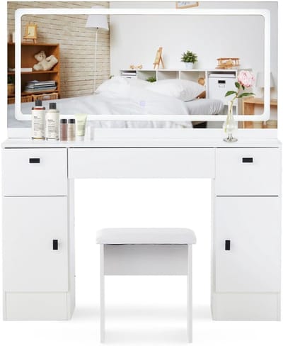 DailySupplies® Make Up Tafel met Spiegel - Kaptafel voor Meisjes - Hollywood Spiegel met Verlichting