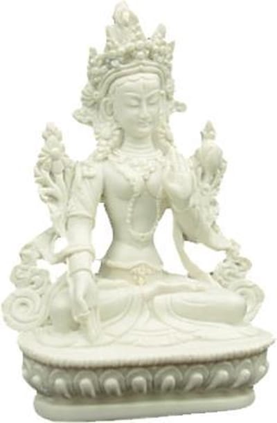 Witte Tara Beeld - Yogi & Yogini - Boeddhabeeld - Witte Tara - Wit - 15 cm