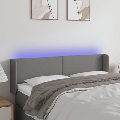 vidaXL - Hoofdbord - LED - 147x16x78/88 - cm - stof - donkergrijs