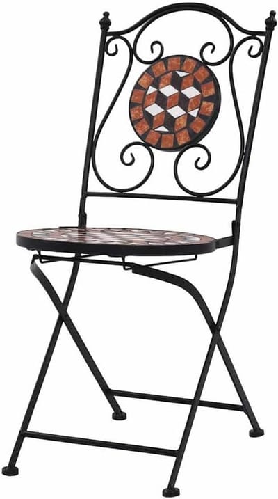 Keramische tuinstoelen - Decoratieve stoelen - Buiten zitten - Waterdichte zitting - Set van 2 - Bruin