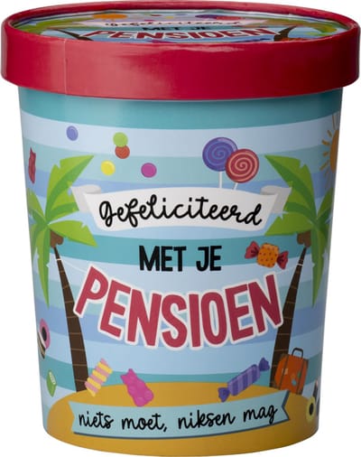 Snoepemmer - Gefeliciteerd met je pensioen - 12x14cm