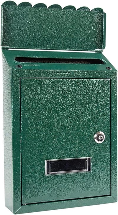 Brievenbus - Wandmontage Pakketbrievenbus - Post Ontvangen - Afsluitbaar met 2 Sleutels - 21 x 6 x 30.5 cm - Groen