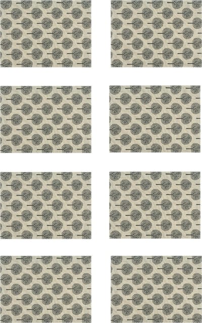 Krumble Placemat - Boom patroon - Set van 8 - Placemats - Borden onderlegger - Tafelbeschermer - Tafelaccessoires - Rechthoek - Katoen - Beige met antraciet - 30 x 40 cm