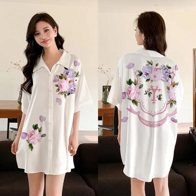 Nachthemd Dames Huiskleding Zomer Dun Knoopvest Comfortabel Casual Los Grote Maat One size
