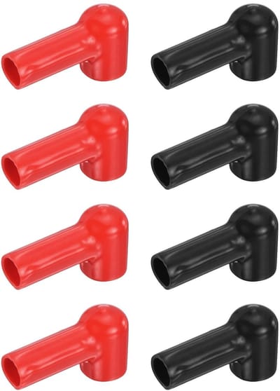 Accuklemafdekking 8 stuks - Batterijpool bescherming - Voertuig accu onderhoud - Hittebestendig isolerend PVC - 17x45x24 mm - Rood en zwart