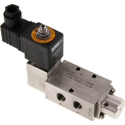 5/2 G1/4'' (G1/8'') Magneetventiel RVS 230V AC 3-12bar/42-168psi