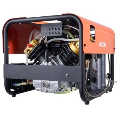 VEVOR PCP-luchtcompressor, 30 MPa, duikcompressor met dubbele cilinder, automatische stop, 35 l/min ademluchtcompressor, waterkoelsysteem, ingebouwde ventilator, voor duikfles, paintball en luchtgeweer