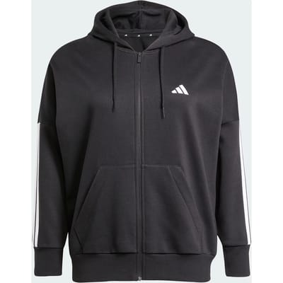 Adidas Sportswear Essentials 3-Stripes Full-Zip Fleece Hoodie (Grote Maat) - Dames - Zwart