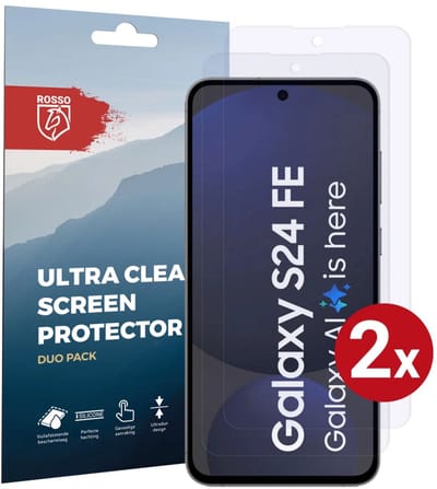 Rosso Screen Protector Geschikt voor Samsung Galaxy S24 FE | Ultra Clear Duo Pack | TPU Folie | Case Friendly Beschermfolie | 2 Stuks