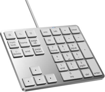 NÖRDIC Numeriek Toetsenbord USB-C – 34 Toetsen Numpad met 2x USB-A Hub & USB-C Poort – Bedraad – Voor Windows Laptop & PC
