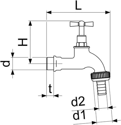 Schlösser Armaturen JS uitloopventiel met metalen slangaansluiting, met knevel-bovendeel, zwaar, 1/2'', gepolijst chroom, 0017281550001