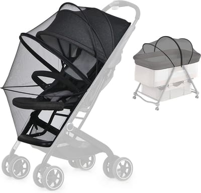 1 Stuks Zwart - Klamboe voor kinderwagen - voor kinderwagen insectenbescherming - voor buggy met ritssluiting muggennet - voor kinderwagens ideale bescherming tegen steekmuggen, wespen en vliegen