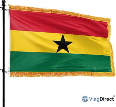 VlagDirect - Luxe Ghanese vlag - Luxe Ghana vlag - 90 x 150 cm - Franjes.