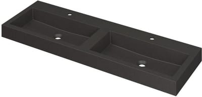INK Momento Wastafel Quartz Dubbel met 2 Kraangaten - 1400x450x90 mm - Quartz Zwart