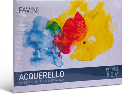 Favini® Disegno Torchon Aquarelpapier Blok – 10 Vellen B3 (350×500 mm) – 340 g/m² – Wit – 20% Katoen – Voor Aquarel & Nat-in-Nat Technieken – Made in Italy
