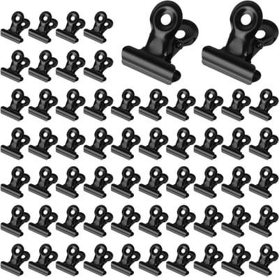 60 Stuks Kleine Bulldog Paperclips, 22mm Metalen Klemmen, Multifunctionele Kantoorclips voor Documenten en Foto's