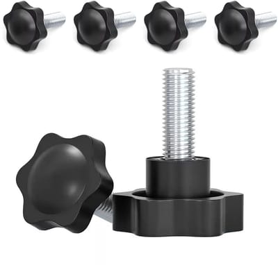 6x Stergreepschroeven M6 x 60mm met Kunststof Handvat - Klemknop Schroeven voor Machines en Meubels