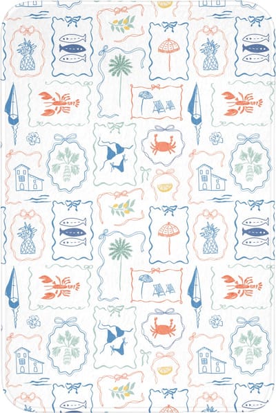 Badmat 60x90 cm - Antislip - Patroon - Zomer - Illustraties - Badmatten voor badkamer - Badkamermat - Douchemat - Badkamer mat