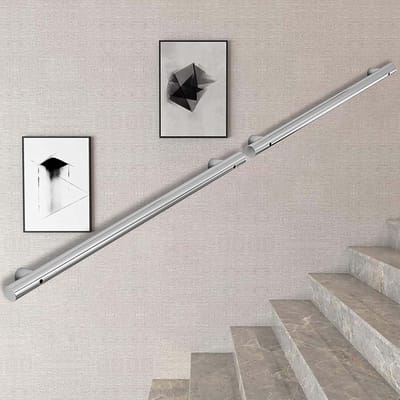 Metalen Trapleuning - Steunbeugel Muur - Extra Veiligheid - Roestvrij Staal 304 - Tot 6 meter - Zilverkleurig