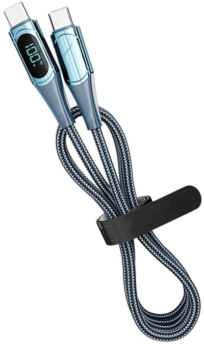 Solidchoice - USB C Naar USB C Kabel - PD 100W - Snel Opladen - Blauw - Digitaal Display - Compatibel met S22/S21/S20/MacBook - 2 m