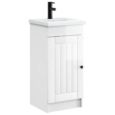 vidaXL - Badkamer - Vanity - met - Wastafel - Hoogglans - Wit - 42 - x - 40 - x - 84,5 - cm
