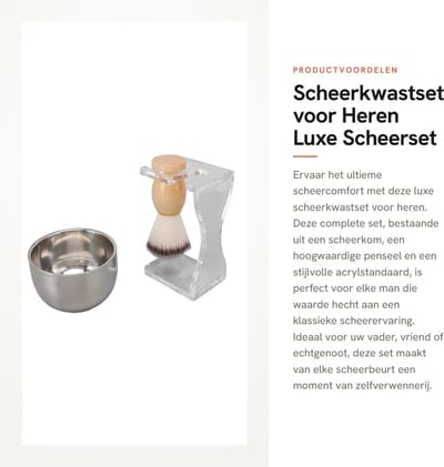 Dailygoods- Scheerkwastset Luxe - Scheerkom - Penseelset - Acrylstandaard - Roestvrij Staal - Sneldrogend en Comfortabel - Scheerset