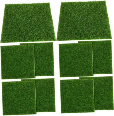 Kunstgras Matten - Nep Gras - Decoratie Projecten - Realistisch Uiterlijk - 10 Stuks 15x15cm - Groen