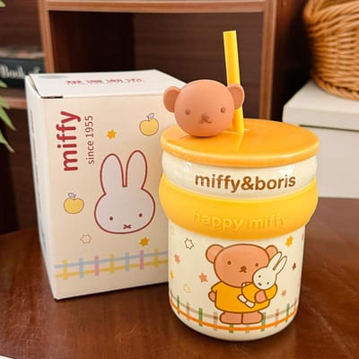 Keramische Beker met Rietje Hoog Uiterlijk Niveau voor Meisjes Mok Meisjeshart Gepersonaliseerd Cadeau en Souvenir 450ml