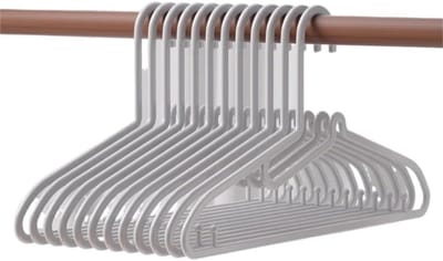 Kledinghangers 20 Stuks - Plastic Hangers - Garderobe Organiseren - Ruimtebesparend Ontwerp - 20pcs - Grijs